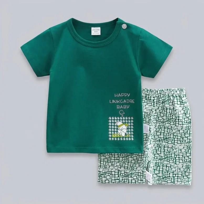 Green Graphic T-Shirt & Shorts Set
