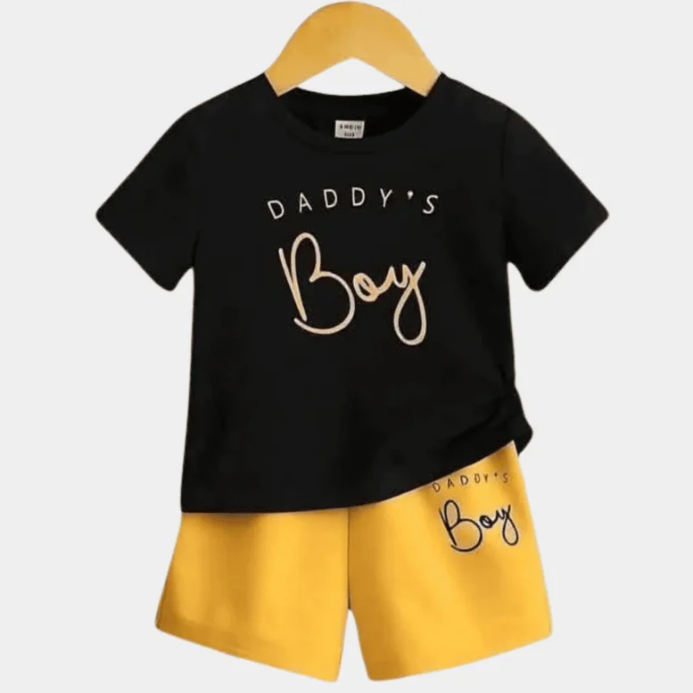 Navy Contrast Solid T-Shirt & Shorts Set