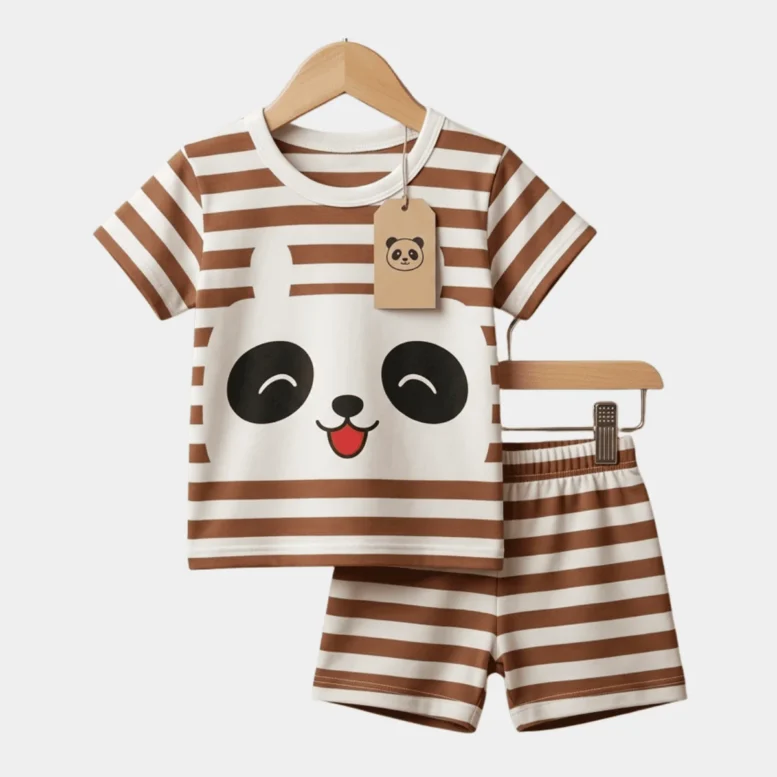 Panda Step Graphic T-Shirt & Shorts Set