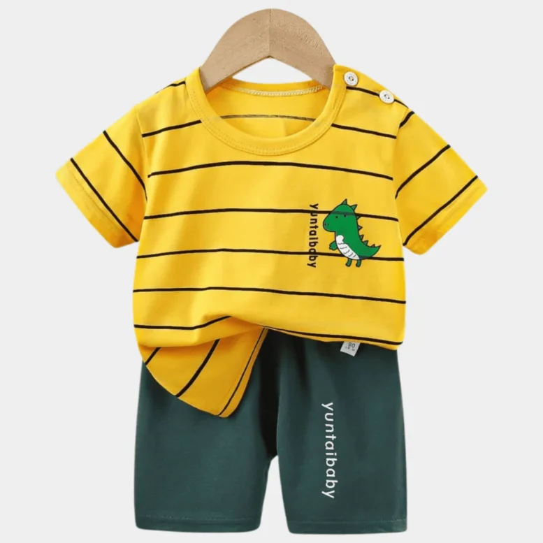 Yellow Stripe T-Shirt & Shorts Set