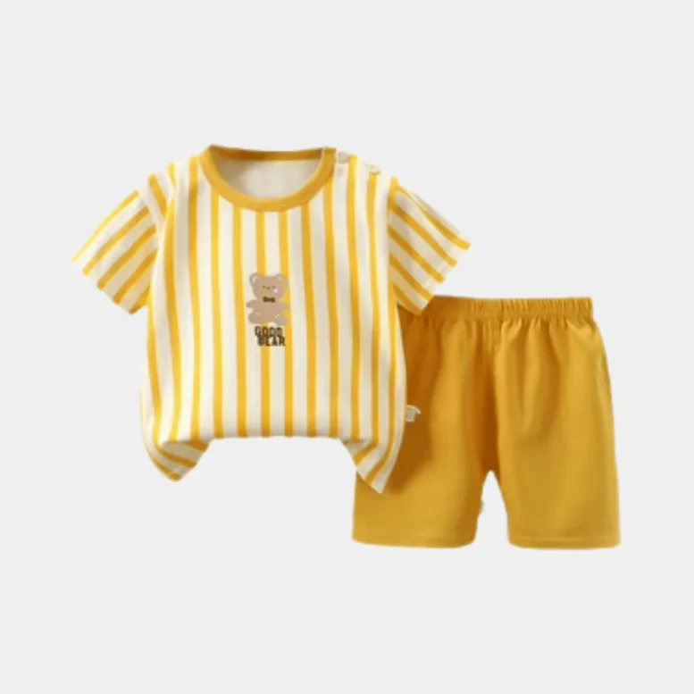 Yellow Stripe T-Shirt & Shorts Set